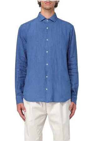 BROOKSFIELD Heren, Overhemden, Blauw, Maat: M Linnen