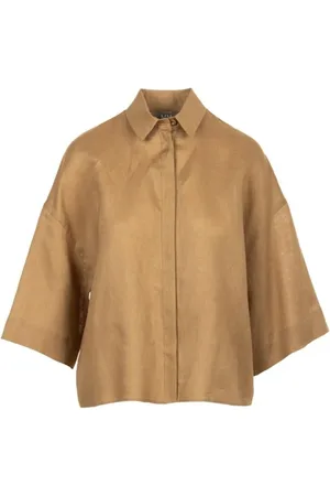 Max Mara Dames, Blouses & Shirts, Bruin, Maat: M Linnen