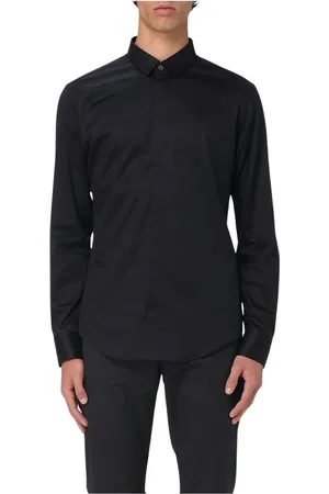 Emporio Armani Heren, Overhemden, Zwart, Maat: M Katoen