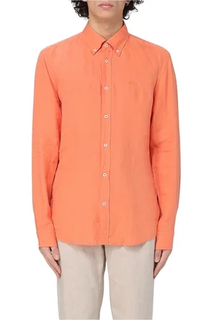HUGO BOSS Heren, Overhemden, Oranje, Maat: XS Linnen