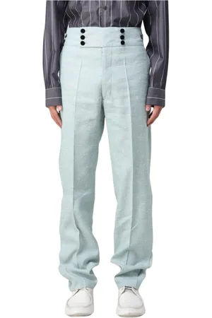 Maison Margiela Heren, Broeken, Blauw, Maat: L Linnen