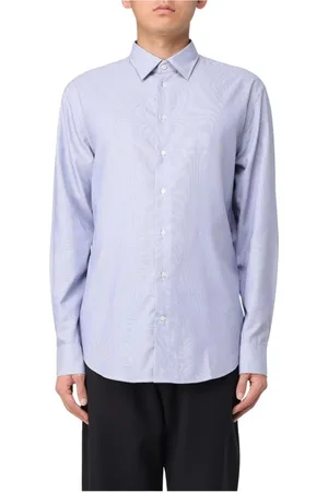 Emporio Armani Heren, Overhemden, Blauw, Maat: M Katoen
