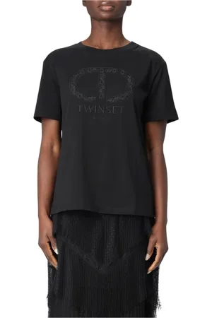 Twin-Set Dames, Tops, Zwart, Maat: M Katoen
