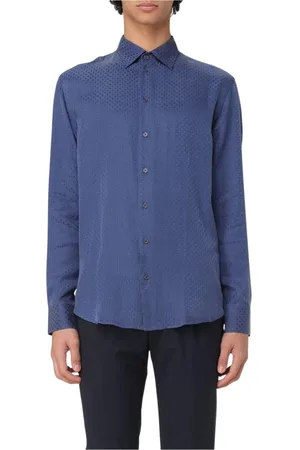 Emporio Armani Heren, Overhemden, Blauw, Maat: M Zijde
