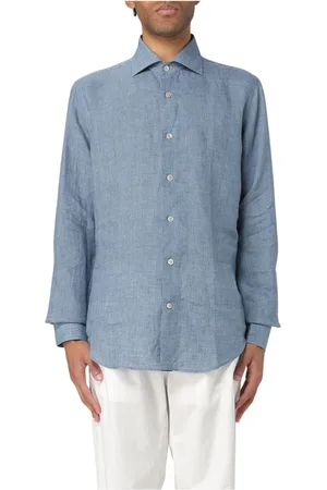 ELEVENTY Heren, Overhemden, Blauw, Maat: S Linnen