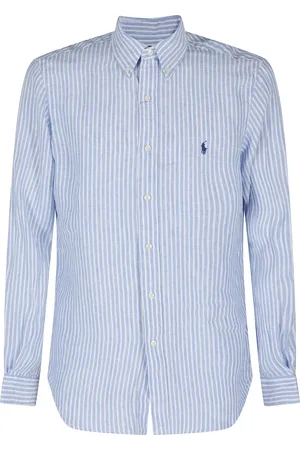 Ralph Lauren Heren, Overhemden, Blauw, Maat: L Linnen