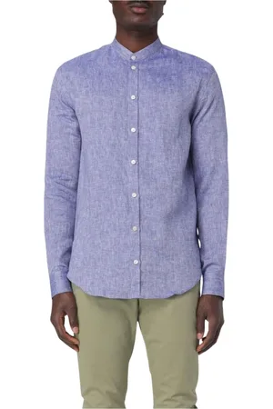 Emporio Armani Heren, Overhemden, Blauw, Maat: S Linnen
