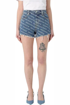 Alexander Wang Dames, Korte broeken, Blauw, Maat: W25 Denim