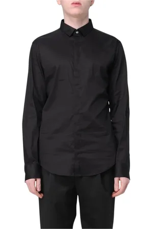 Emporio Armani Heren, Overhemden, Zwart, Maat: M Katoen