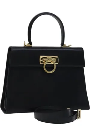 Salvatore Ferragamo Dames, Pre-owned, Zwart, Maat: ONE Size Leer