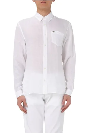 Lacoste Heren, Overhemden, Wit, Maat: 3XL Linnen