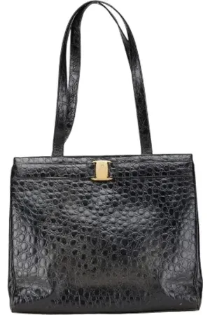 Salvatore Ferragamo Dames, Pre-owned, Zwart, Maat: ONE Size Leer