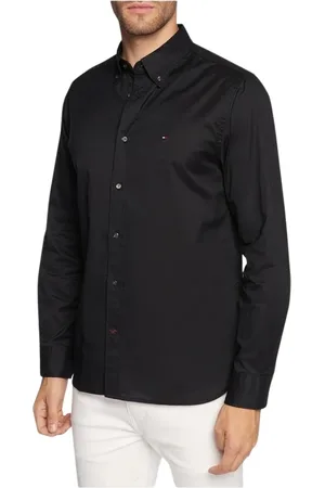Tommy Hilfiger Heren, Overhemden, Zwart, Maat: L Katoen