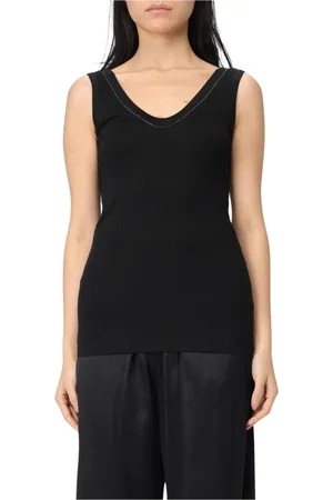 Brunello Cucinelli Dames, Tops, Zwart, Maat: L Katoen