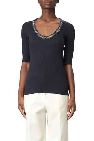 Fabiana Filippi Dames, Tops, Blauw, Maat: S Katoen
