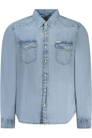 Guess Heren, Overhemden, Blauw, Maat: S Katoen
