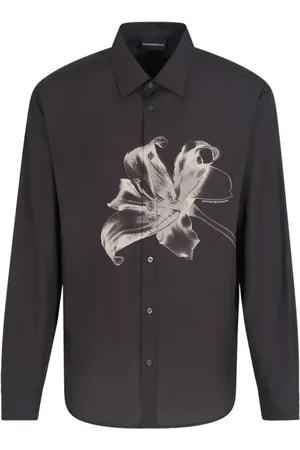 Emporio Armani Heren, Overhemden, Zwart, Maat: L