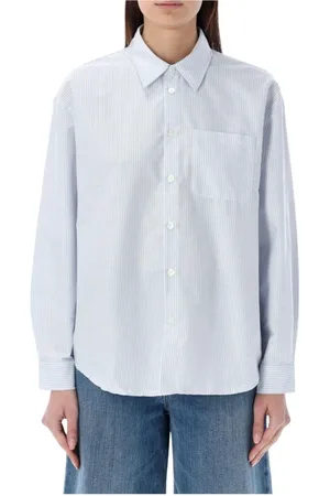 A.P.C. Dames, Blouses & Shirts, Blauw, Maat: S Katoen