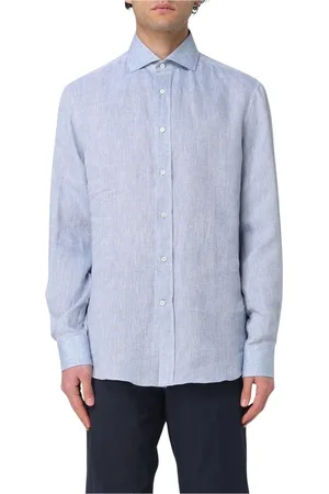 Brunello Cucinelli Heren, Overhemden, Blauw, Maat: L Linnen