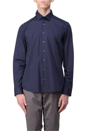 Calvin Klein Heren, Overhemden, Blauw, Maat: XL Katoen
