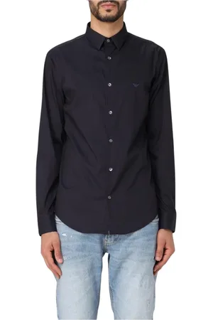 Emporio Armani Heren, Overhemden, Blauw, Maat: XS Katoen