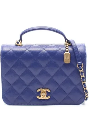 CHANEL Dames, Pre-owned, Blauw, Maat: ONE Size Leer