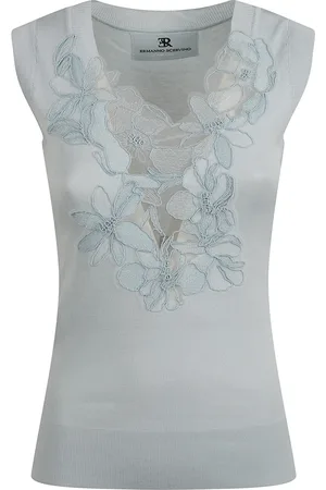 ERMANNO SCERVINO Dames, Tops, Blauw, Maat: 2XS Katoen