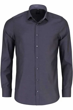 Olymp Heren, Overhemden, Grijs, Maat: 2XL