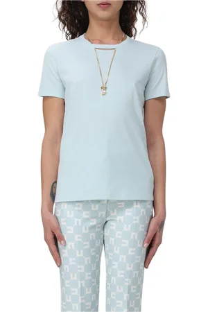 Elisabetta Franchi Dames, Tops, Blauw, Maat: XL Katoen