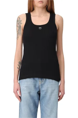 Pinko Dames, Tops, Zwart, Maat: XS Katoen