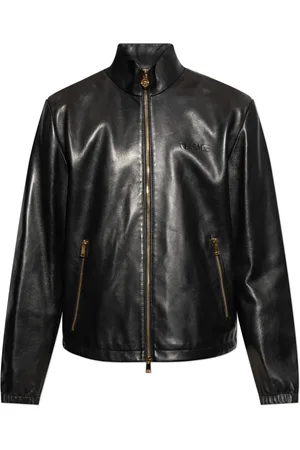 VERSACE Heren, Jassen, Zwart, Maat: XL Leer
