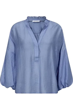 Co`Couture Dames, Blouses & Shirts, Blauw, Maat: S Polyamide