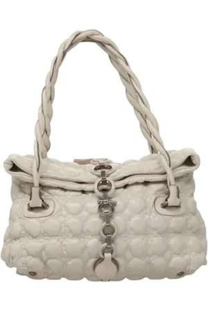 Salvatore Ferragamo Dames, Pre-owned, Wit, Maat: ONE Size Leer