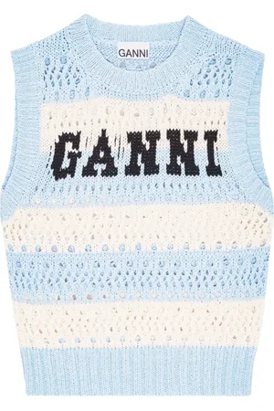 Ganni Dames, Tops, Blauw, Maat: XS Katoen