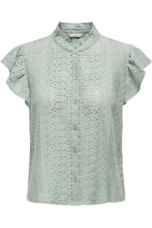 ONLY Dames, Blouses & Shirts, Groen, Maat: L Katoen