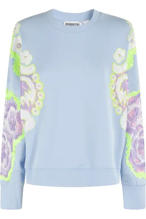 Essentiel Antwerp Dames, Sweatshirts & Hoodies, Blauw, Maat: L Katoen