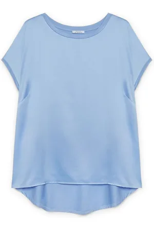 Fiorella rubino Dames, Blouses & Shirts, Blauw, Maat: L Satijn