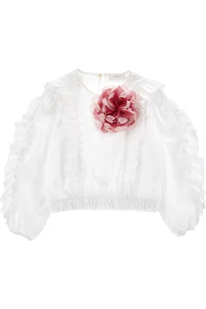 MONNALISA Poplin top with maxi rose