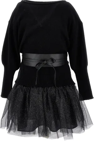 MONNALISA Lurex knit dress with belt