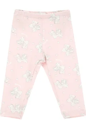 MONNALISA Bows and pearls jersey leggings