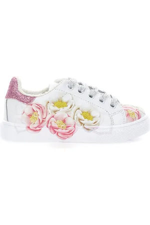 MONNALISA Anemone print bicast leather tennis shoes