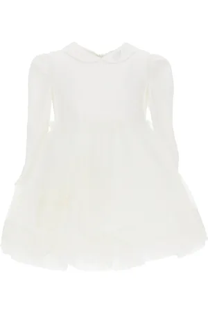 MONNALISA Jersey dress with tulle maxi embroidery