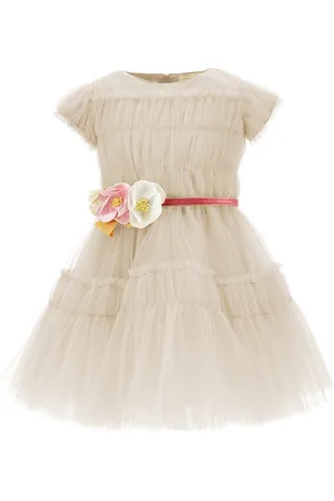 MONNALISA Ruched tulle dress