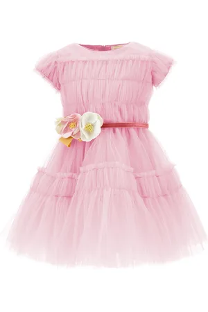 MONNALISA Ruched tulle dress