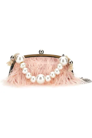 MONNALISA Feather bag with faux pearl handle