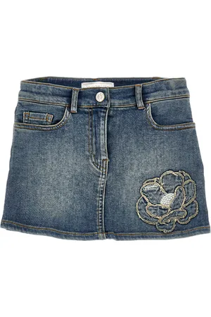 MONNALISA Embroidered denim skirt