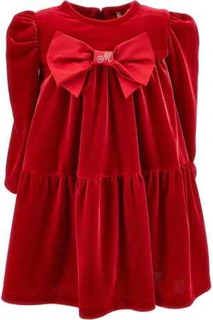 MONNALISA Maxi bow chenille dress