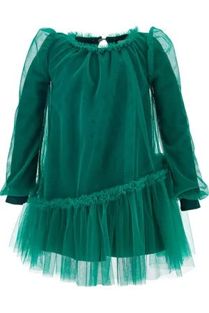 MONNALISA Tulle dress with blouse sleeves