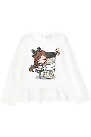 MONNALISA Cropped T-shirt with flounce