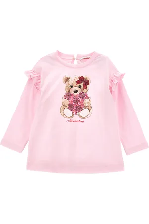 MONNALISA Teddy bear and rhinestone maxi T-shirt